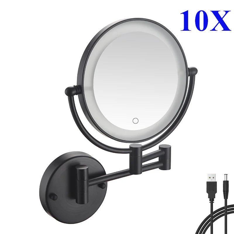 Miroir Grossissant LED Tactile Rechargeable Mural Double Bras 5X 10X