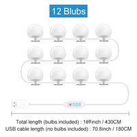 Kit d'Ampoules LED Hollywood pour Miroir, 6, 10 ou 12 Ampoules, USB