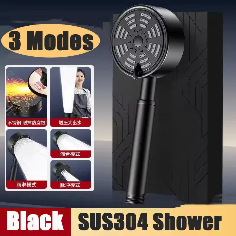 Pommeau de Douche Inox 304, 3 ou 5 Modes, Accessoires à la Pièce