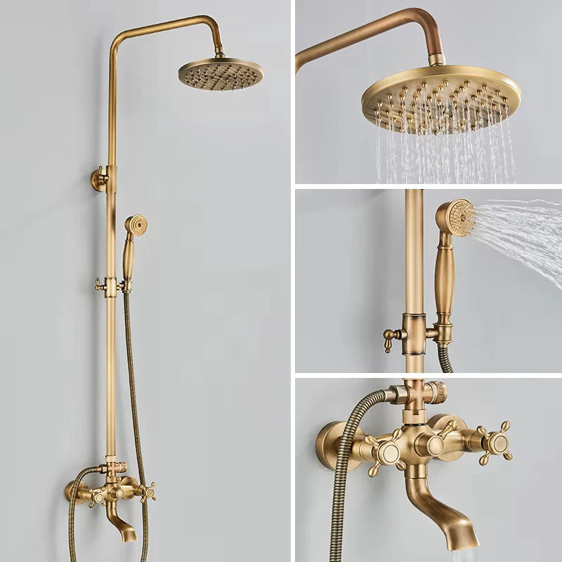 Colonne de Douche Rétro Laiton Antique avec Douchette