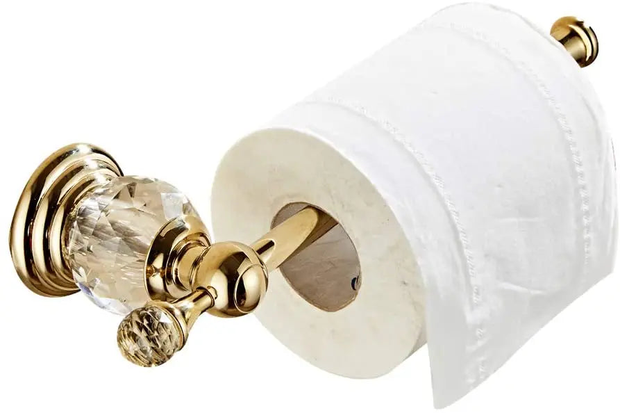 Porte-Papier Toilette Mural à Cristal Doré