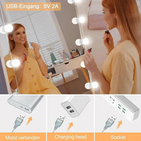 Kit 10 Ampoules LED Miroir Maquillage Hollywood USB
