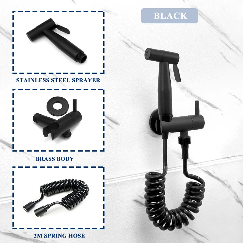 Douchette WC Murale Seule ou en Kit avec Robinet d'Angle, 4 Finitions