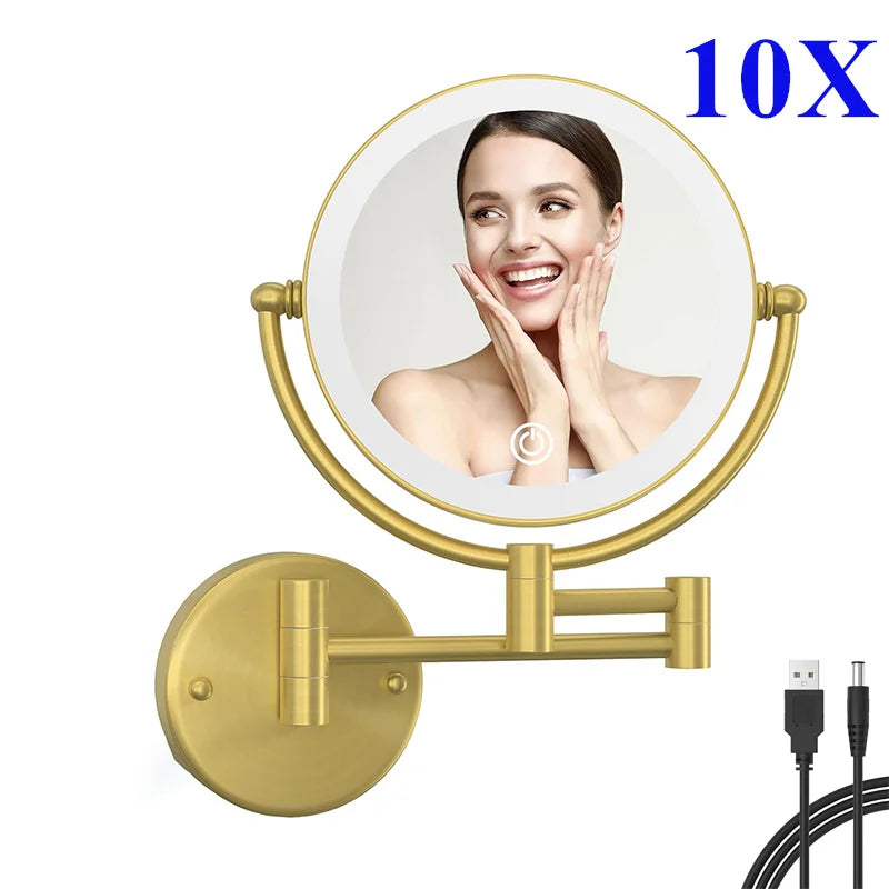 Miroir Grossissant LED Tactile Rechargeable Mural Double Bras 5X 10X