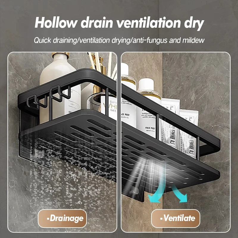 Étagère de Douche Inox Sans Perçage Adhésive Simple ou Double Niveau