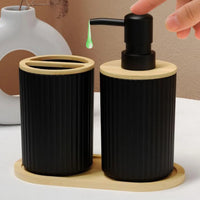 Set Accessoires Salle de Bain Noir ou Blanc, 3 Pièces et Plateau