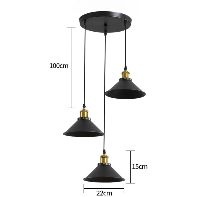 Suspension Cuisine Industrielle Noir et Doré, Plafonnier ou Applique, 22 cm