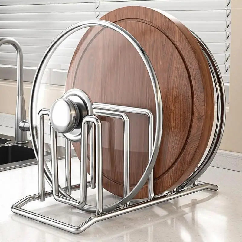 Range-Couvercle Inox à Compartiments pour Couvercles et Assiettes, 2 Tailles