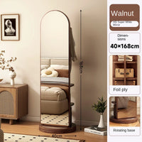 Miroir sur Pied Rotatif avec Porte-Manteau Arqué Bois 168 cm