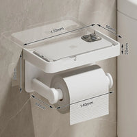 Porte-Papier Toilette Mural Blanc, Noir ou Gris avec Tablette, 1 ou 2 Rouleaux