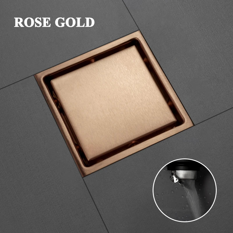 Bonde de Douche Carrée Inox 15 x 15 cm, Grille ou Plaque Invisible