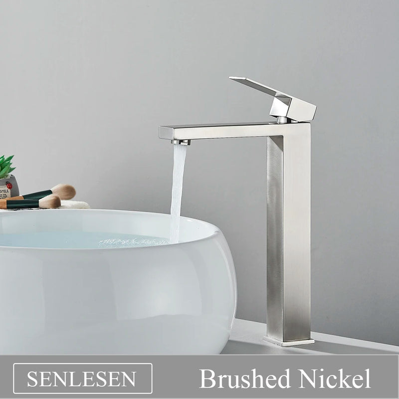 Mitigeur Lavabo Design Carré, Bas et Haut, 5 Finitions
