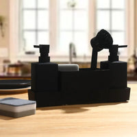 Distributeur de Savon Cuisine Double avec Plateau, Porte-Éponge et Brosse