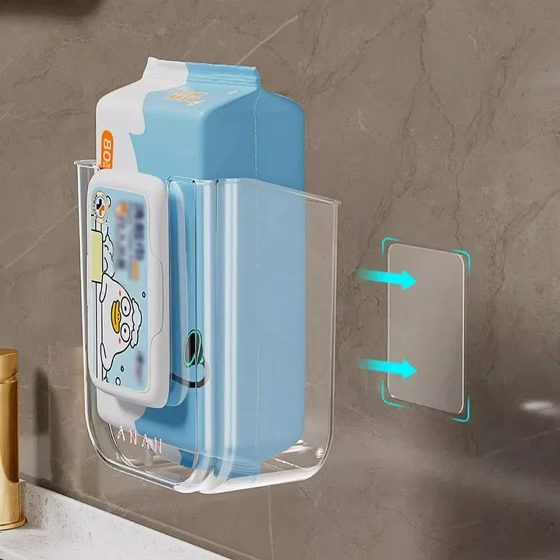 Boîte à Mouchoirs Murale Transparente pour Lingettes Humides sans Perçage