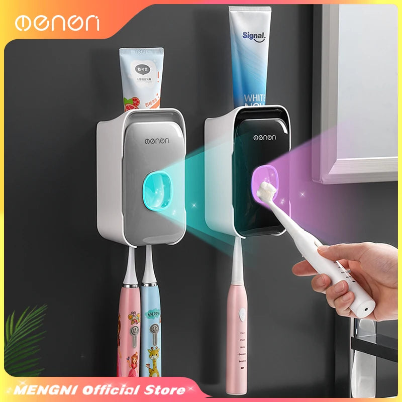 Distributeur de Dentifrice Automatique avec Porte-Brosses, Mural Gris ou Noir 15 cm