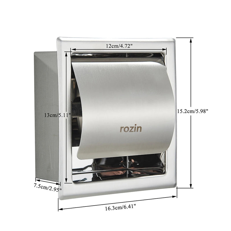 Porte-Papier Toilette Encastré Inox 304 avec Volet, 4 Finitions