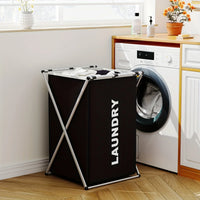 Panier à Linge Pliable 1 à 3 Compartiments, Cadre en X, Noir ou Gris