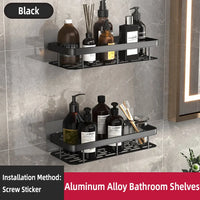 Étagère de Douche d'Angle Aluminium Noir