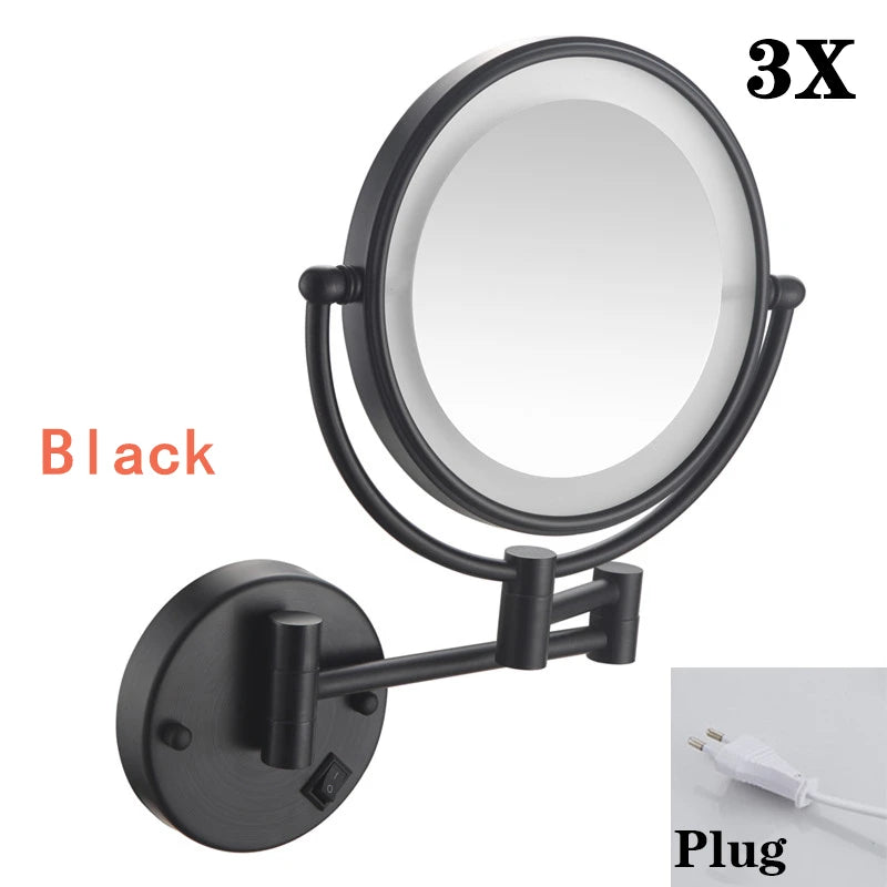 Miroir Grossissant Mural LED Double Face en Laiton 3x ou 5x