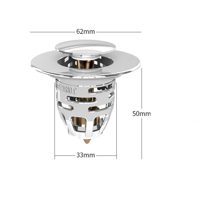 Bonde Lavabo Clic-Clac Universelle avec Panier Anti-Cheveux, 62 mm
