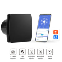 Aérateur Salle de Bain Connecté 100 mm, Capteurs d'Humidité et de Mouvement