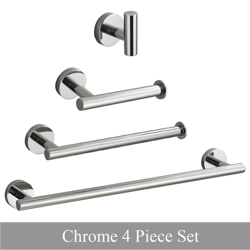Accessoires Salle de Bain Ronds Inox à la Pièce, Chromé, Noir, Nickel, Doré