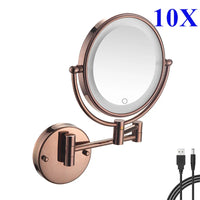 Miroir Grossissant LED Tactile Rechargeable Mural Double Bras 5X 10X