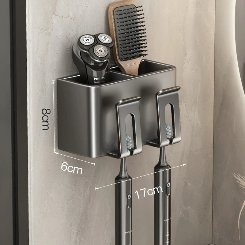 Porte-Brosse à Dents Mural Sans Perçage avec Gobelets, 2 à 4 Places
