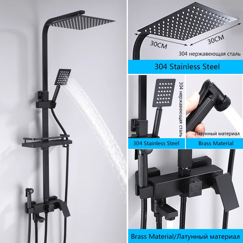Douche Encastrable 3-4 Voies Noire ou Chromée