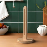Porte-Essuie-Tout en Bois sur Pied, Tige Ajourée et Base Antidérapante 31 cm