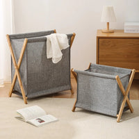 Panier à Linge Pliable en Bambou Structure X 40 cm