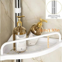 Serviteur de Douche d'Angle Télescopique Blanc 4 Plateaux, 105 à 320 cm