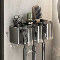 Porte-Brosse à Dents Mural Sans Perçage avec Gobelets, 2 à 4 Places