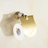Accessoires Salle de Bain Doré Cristal Frise Grecque à la Pièce, 14 Articles