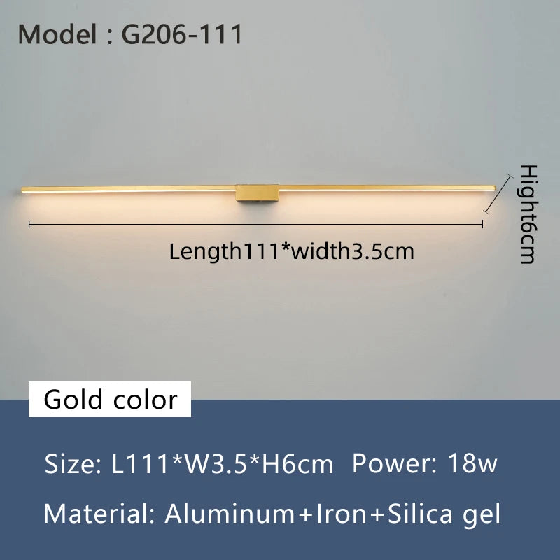 Réglette LED Miroir Salle de Bain Noire ou Dorée