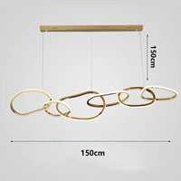 Suspension Cuisine LED Anneaux Entrelacés, 80 à 180 cm