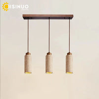 Suspension Cuisine en Pierre Travertin 1 à 3 Lampes, Cylindre ou Carré