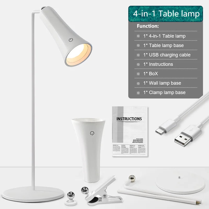Lampe de Table LED Rechargeable USB à la Pièce, 3 Modèles