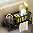 Organisateur d'Évier avec Porte-Serviette Noir 23 cm