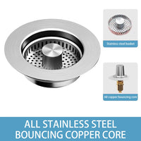 Bonde Crépine de Vidange Évier Cuisine Anti-Colmatage Inox