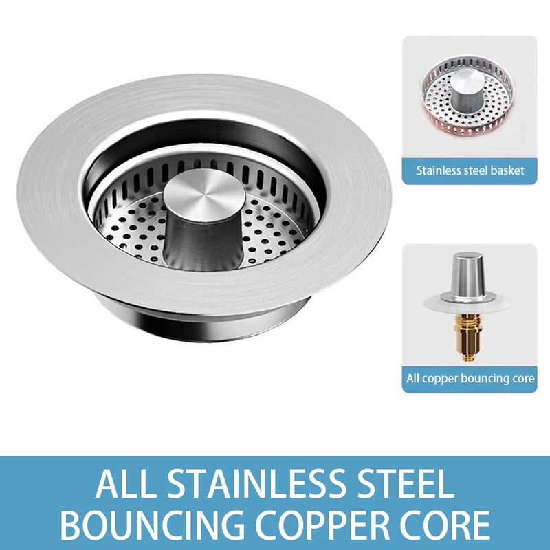 Bonde Crépine de Vidange Évier Cuisine Anti-Colmatage Inox