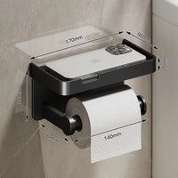 Porte-Papier Toilette Mural Blanc, Noir ou Gris avec Tablette, 1 ou 2 Rouleaux