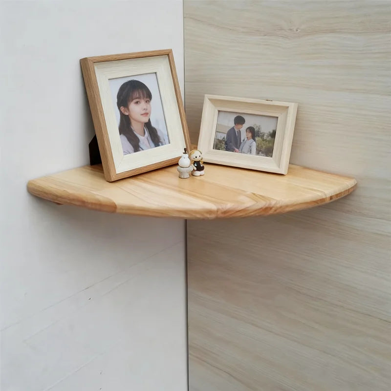 Étagère d'Angle Murale en Bois, Quart de Rond de 15 à 30 cm