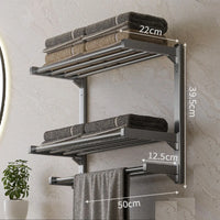 Porte-Serviette Mural Pliable Inox 50 cm