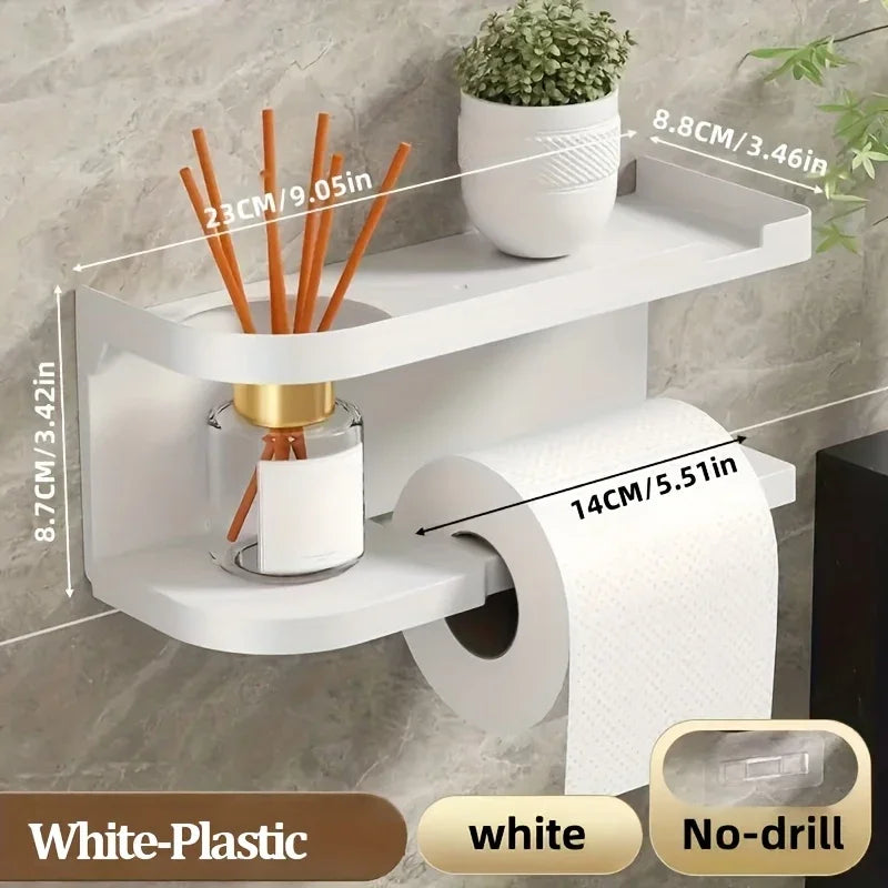 Porte-Papier Toilette Mural avec Étagère Rangement