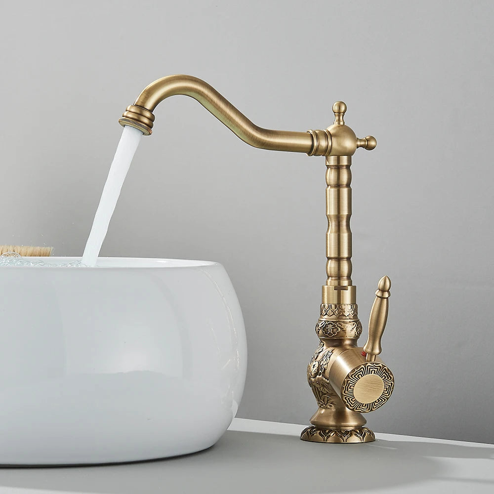 Mitigeur Lavabo Bronze Haut Trou Unique