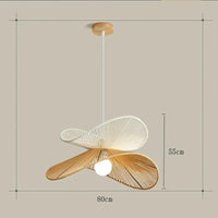 Suspension Cuisine Rotin Tressé Pétale, Brun ou Blanc, 40 à 100 cm