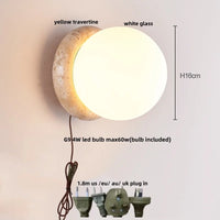 Applique Salle de Bain Travertin, Globe en Verre ou Spot en Bois