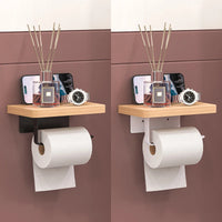 Porte-Papier Toilette Mural en Bois Sans Perçage