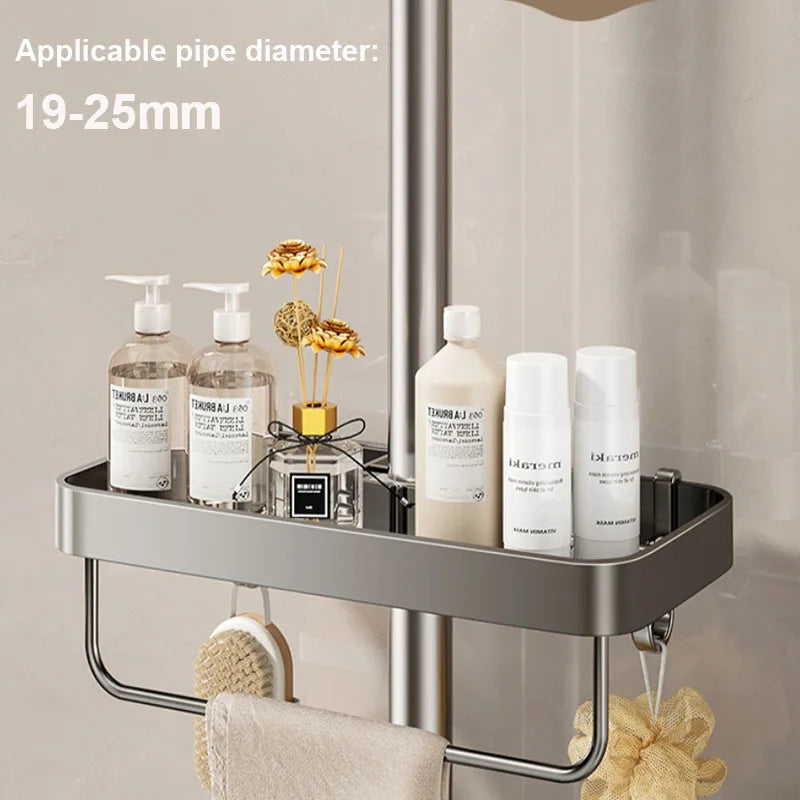 Étagère de Douche Aluminium pour Barre 19 à 25 mm, 25,5 cm